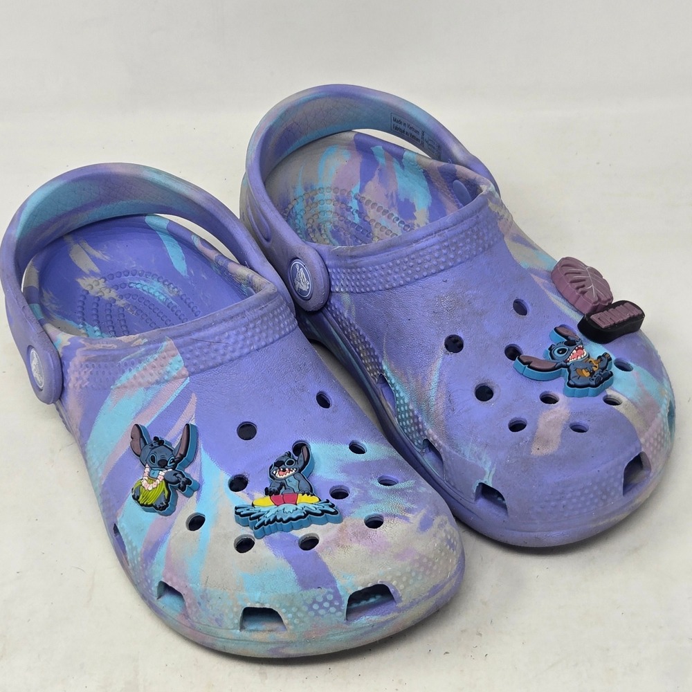 Crocs Classic Clogs Disney Lilo & Stitch Marble Purple Blue J2 Clogs‎ Jibbitz